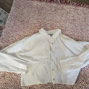 Cropped white button down.